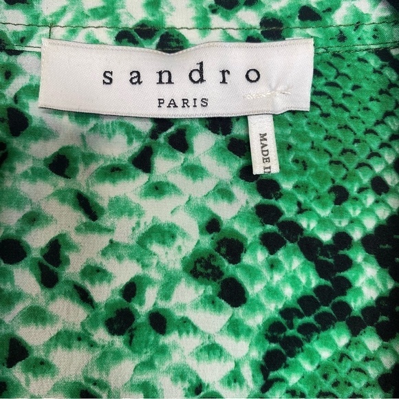 Sandro Paris Coulevre Python Silk Snap Front Blouse Small - Picture 5 of 11
